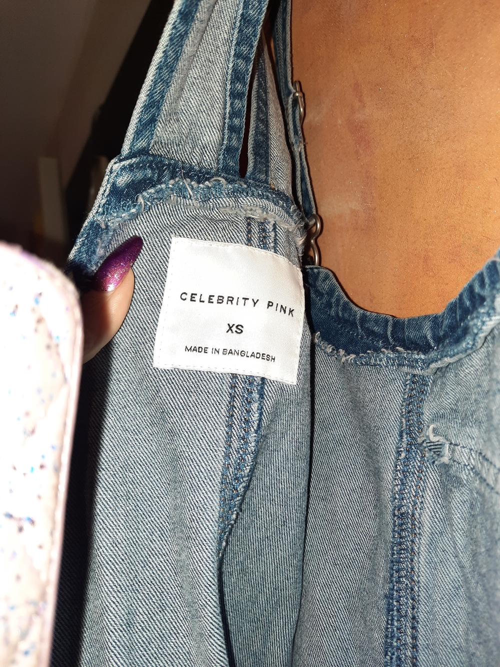 Authentic Celebrity Pink Classic Loose Fit Blue Denim Overalls Womens XS NWT - Picture 6 of 9